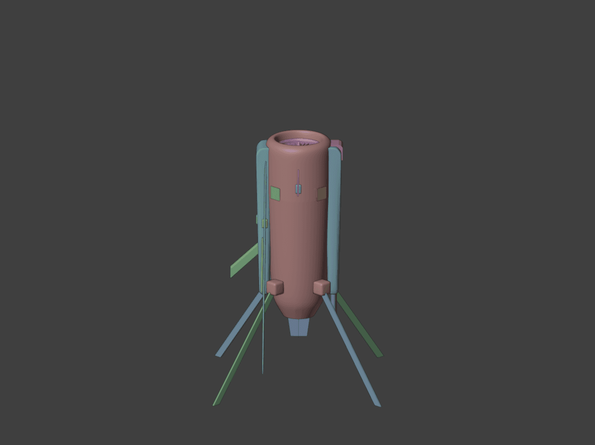 CA-1 Blender model showing internal geometry and control surfaces